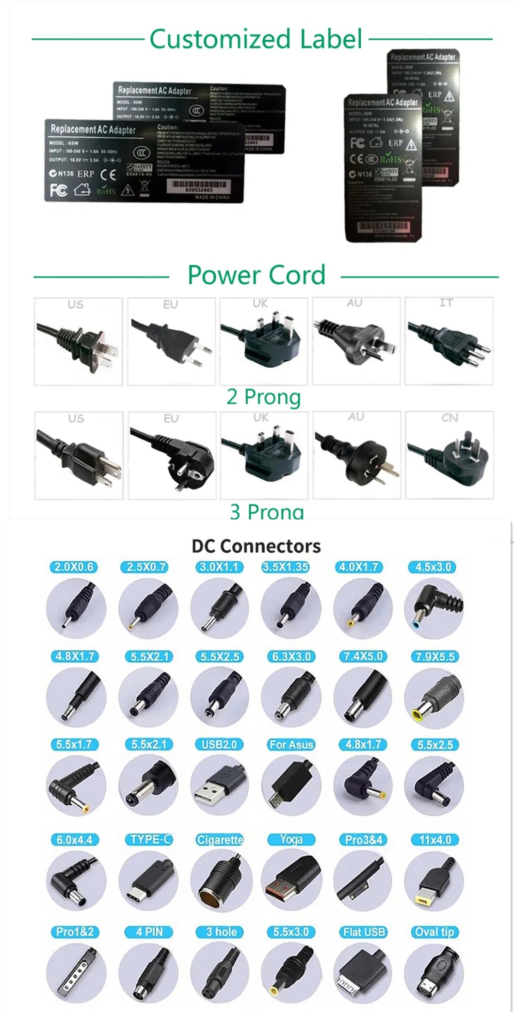 HP 19V 3.16A Computer Charger Power Supply Laptop Parts Notebook Parts